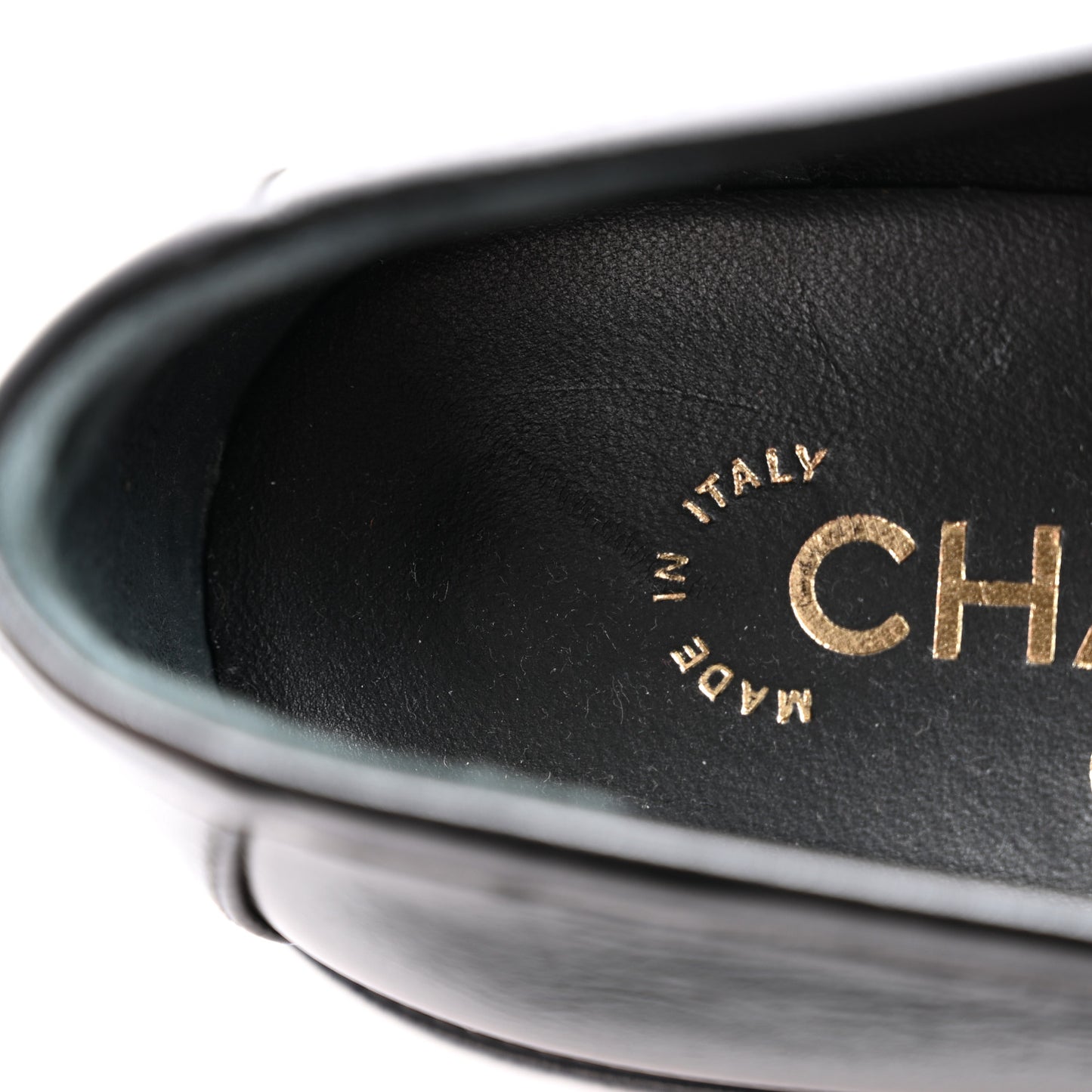 Shiny Calfskin Logo Loafers 36.5 Black
