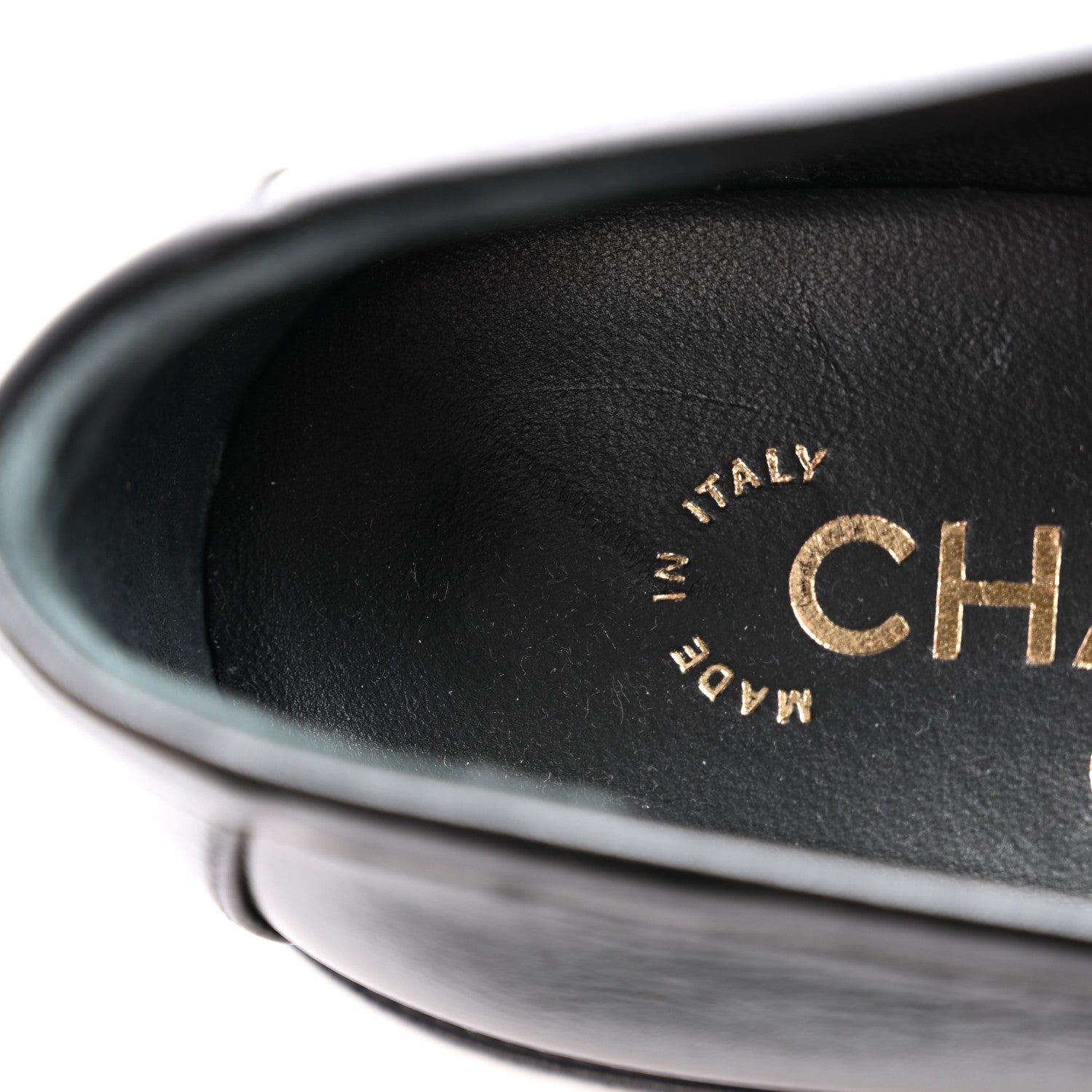 Chanel Shiny Calfskin Logo Loafers 36.5 Black 11 of 11