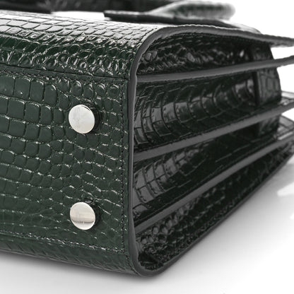Saint Laurent Calfskin Crocodile Embossed Nano Sac De Jour Dark Green 8 of 8