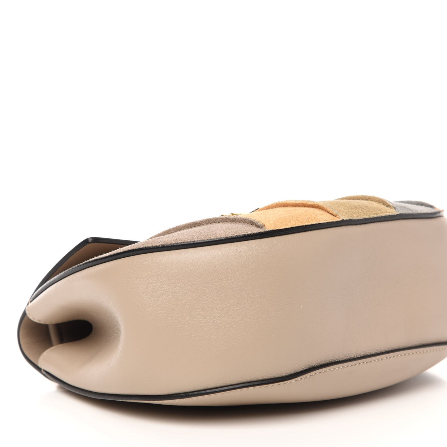 Suede Calfskin Striped Patchwork Drew Shoulder Bag Grey Multicolor