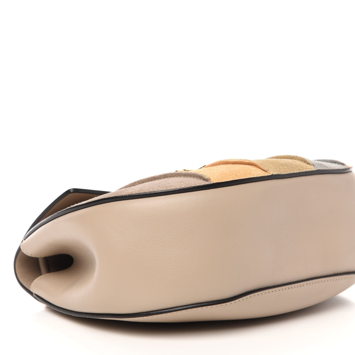 Chloe Suede Calfskin Striped Patchwork Drew Shoulder Bag Grey Multicolor 6 of 11