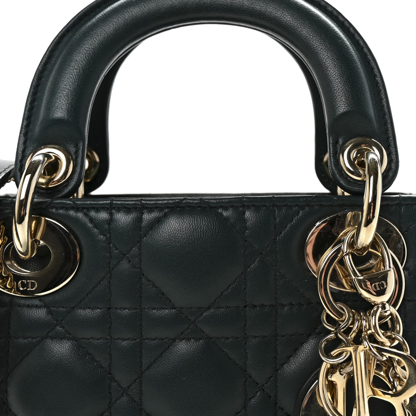 Lambskin Cannage Mini Lady Dior Dark Green