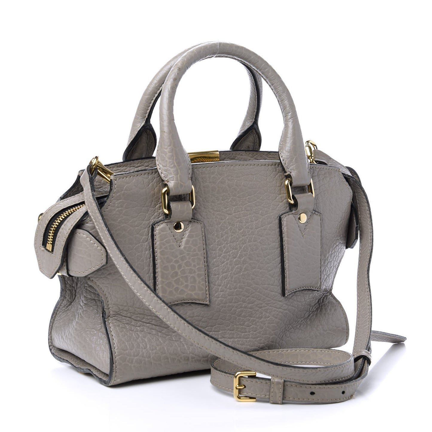 Signature Grain Small Clifton Bag Grey