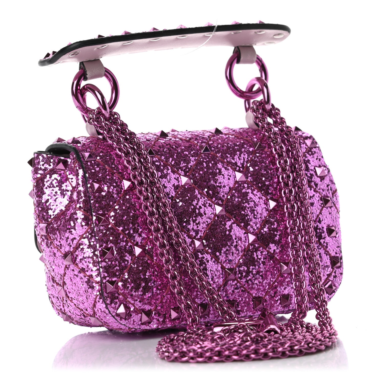 Valentino Garavani Glitter Micro Rockstud Spike Shoulder Bag Water Lilac 2 of 4