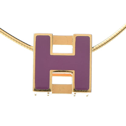 Hermes Gold Lacquered Cage d'H Pendant Necklace Ultraviolet 5 of 8