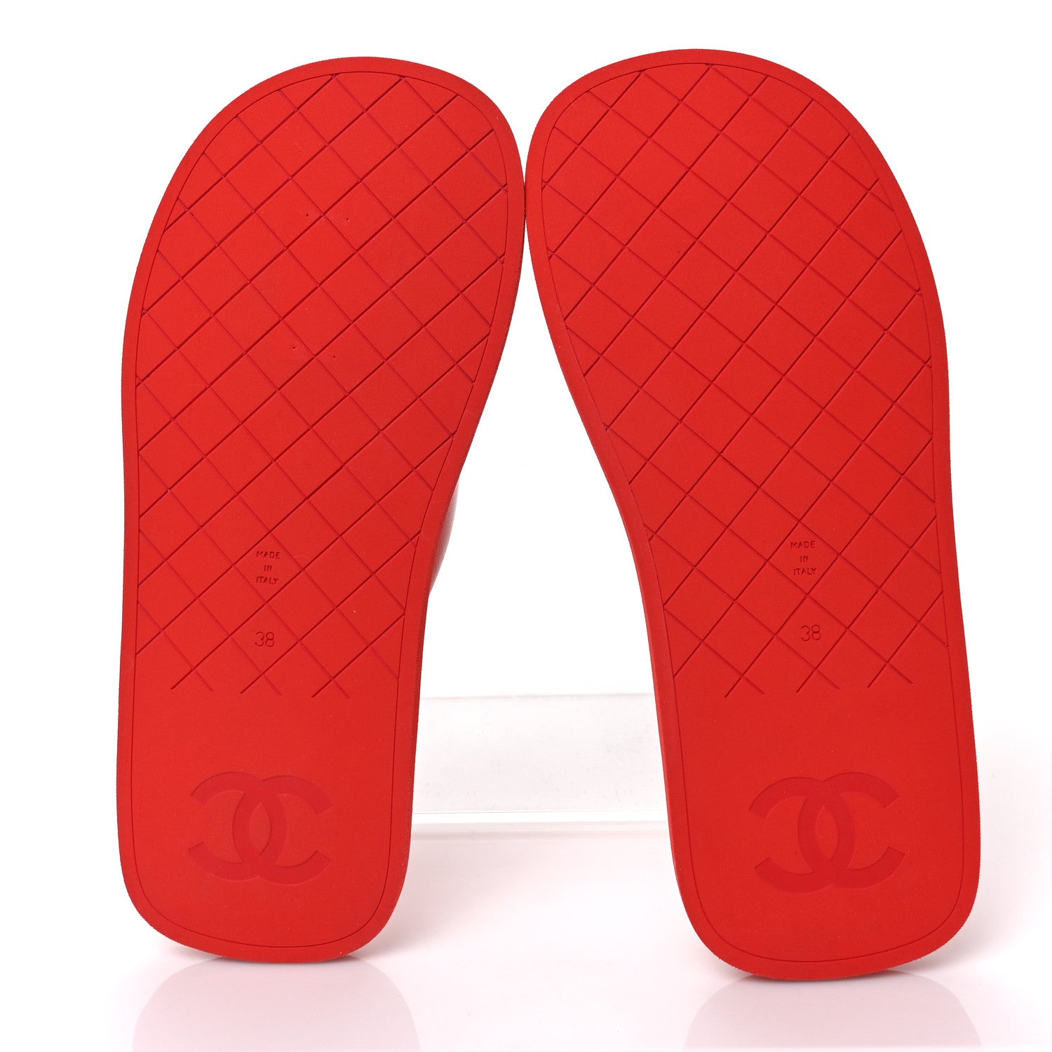 Chanel Lambskin Padded Pool Thong Sandals 38 Light 38 Red Pink 6 of 9