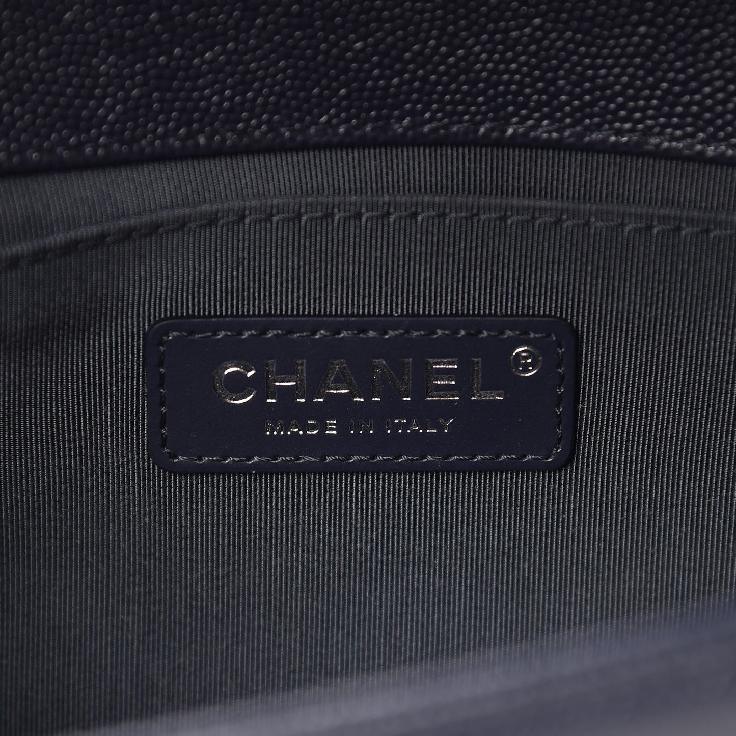 Caviar Chevron Quilted Medium Boy Flap Navy