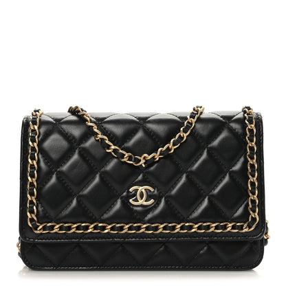 Chanel Lambskin Quilted Chain Around Wallet On Chain WOC Black 1 of 10