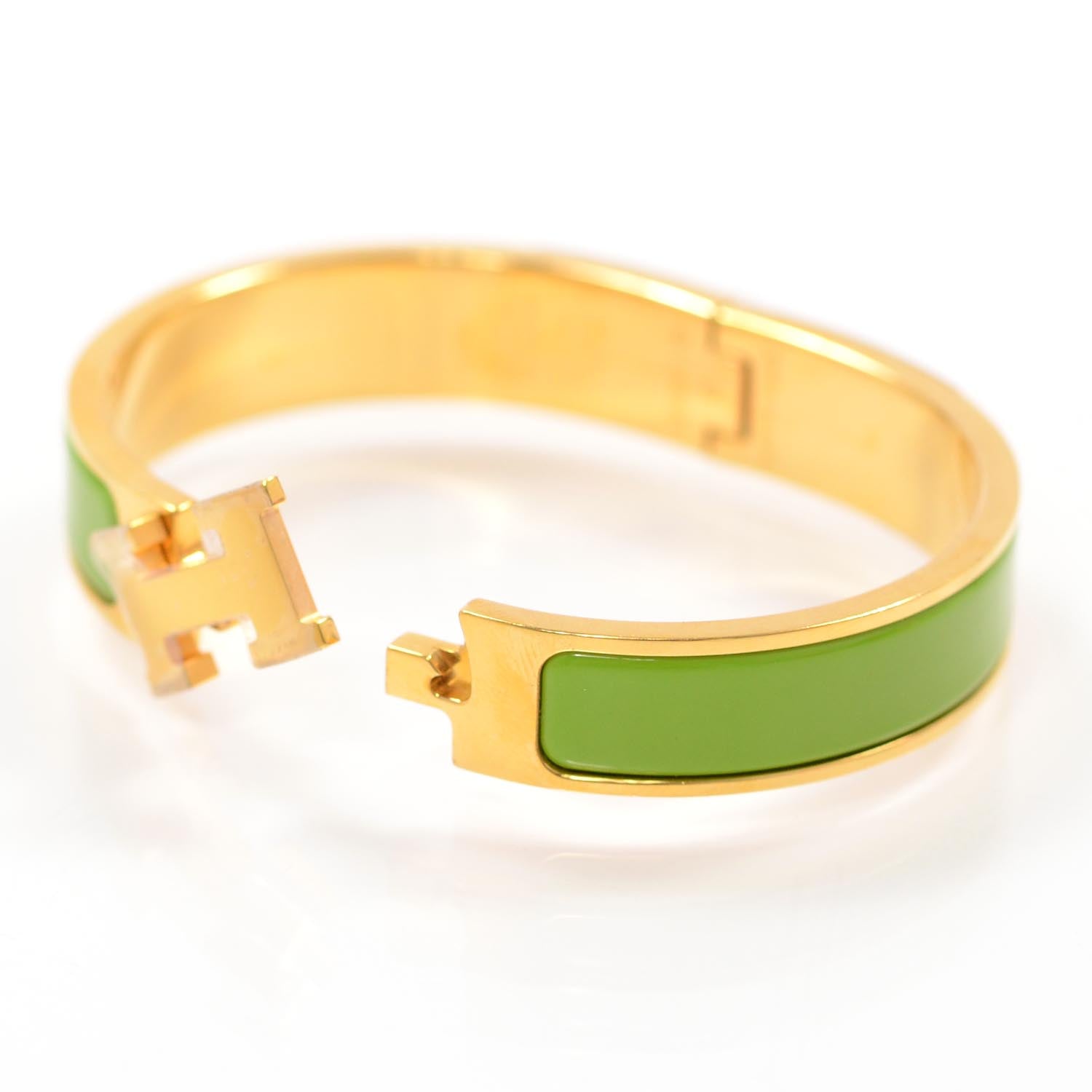 Hermes Enamel Narrow Clic Clac H Bracelet Green 3 of 6