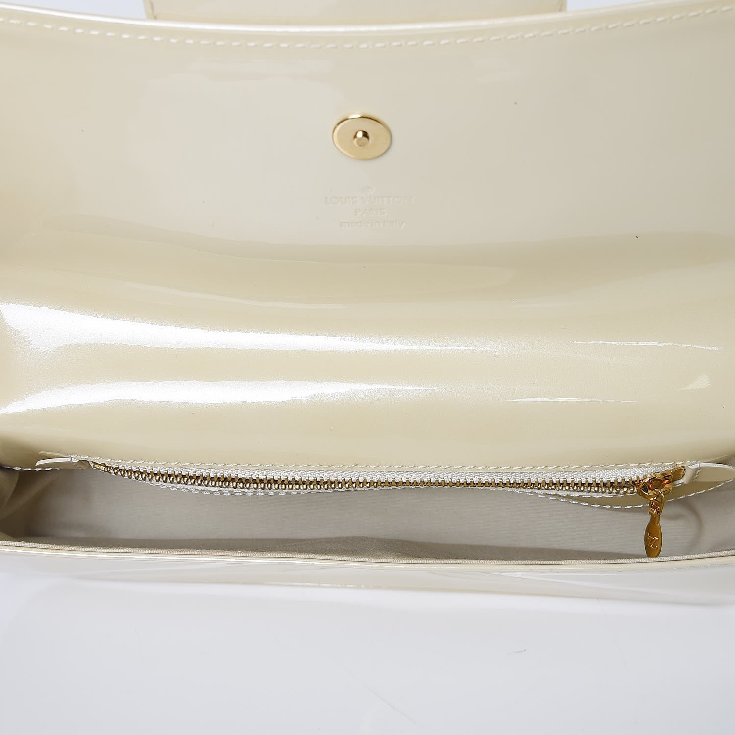 Louis Vuitton Patent Sobe Clutch Creme 5 of 8