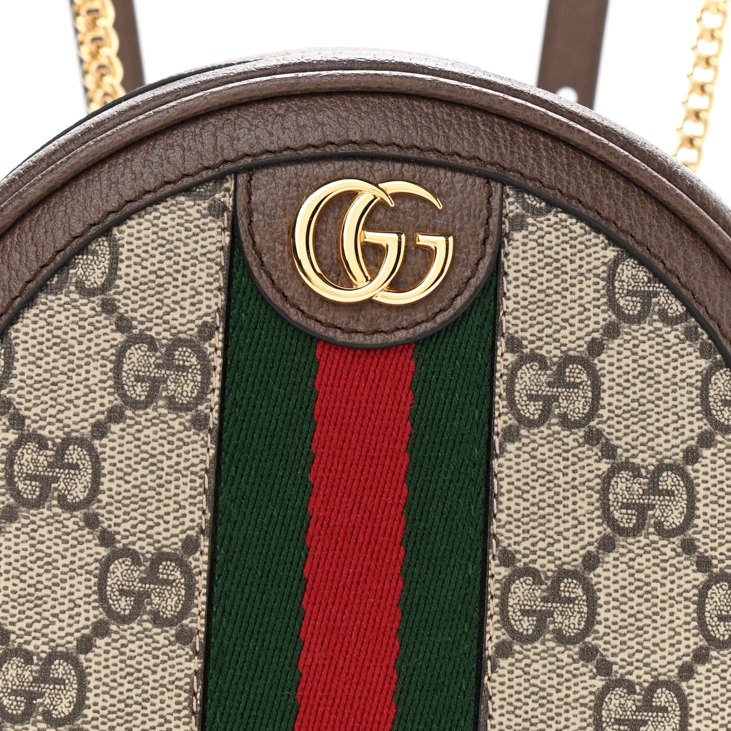 GG Supreme Monogram Web Mini Ophidia Round Backpack Brown