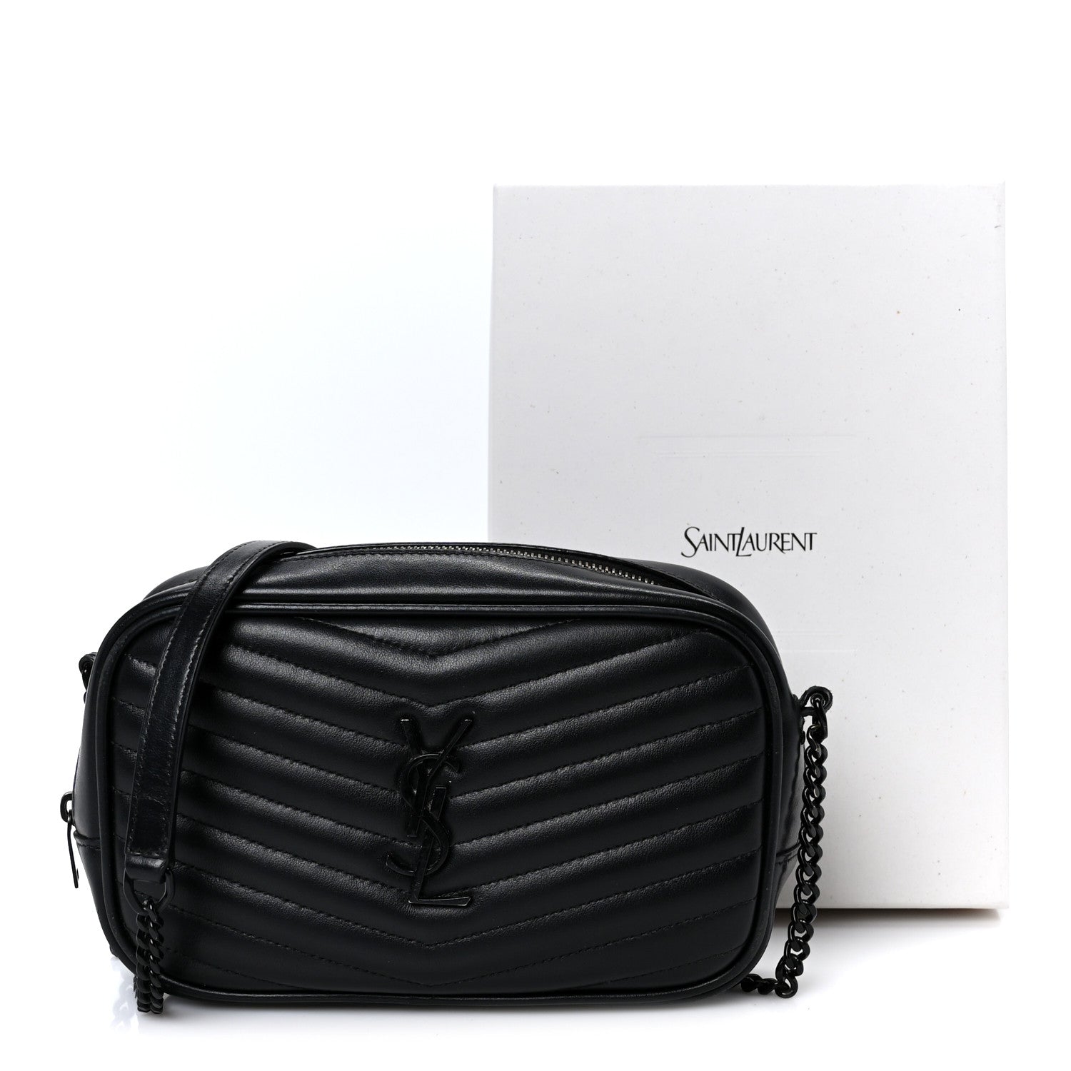 Saint Laurent Calfskin Matelasse Monochrome Monogram Mini Lou Camera Bag Black 10 of 10