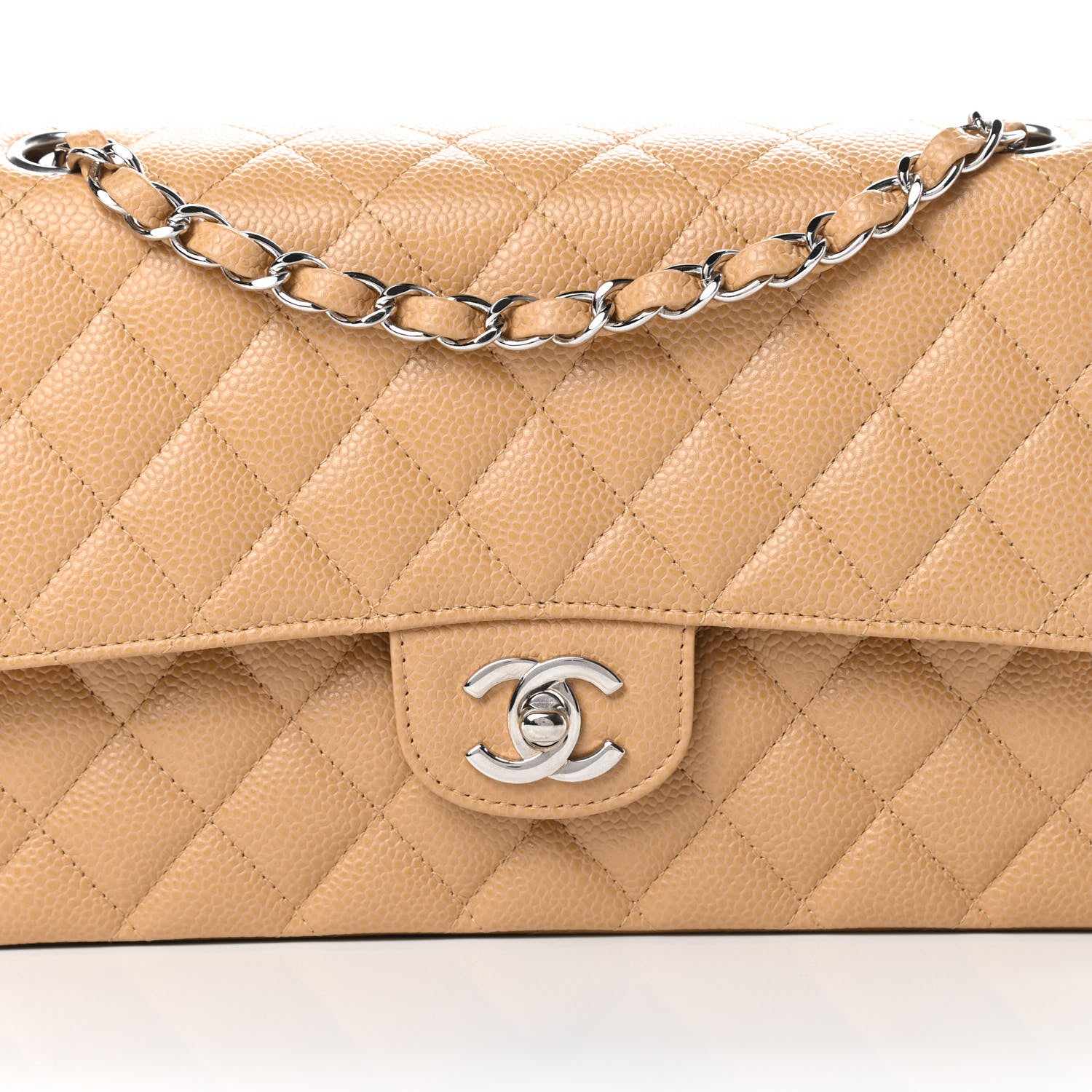 Chanel Caviar Quilted Medium Double Flap Beige 8 of 11