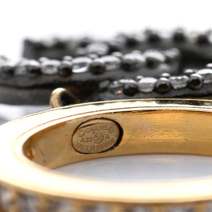 Chanel Crystal Lock Symbols CC Hoop Drop Earrings Gold Ruthenium 4 of 4