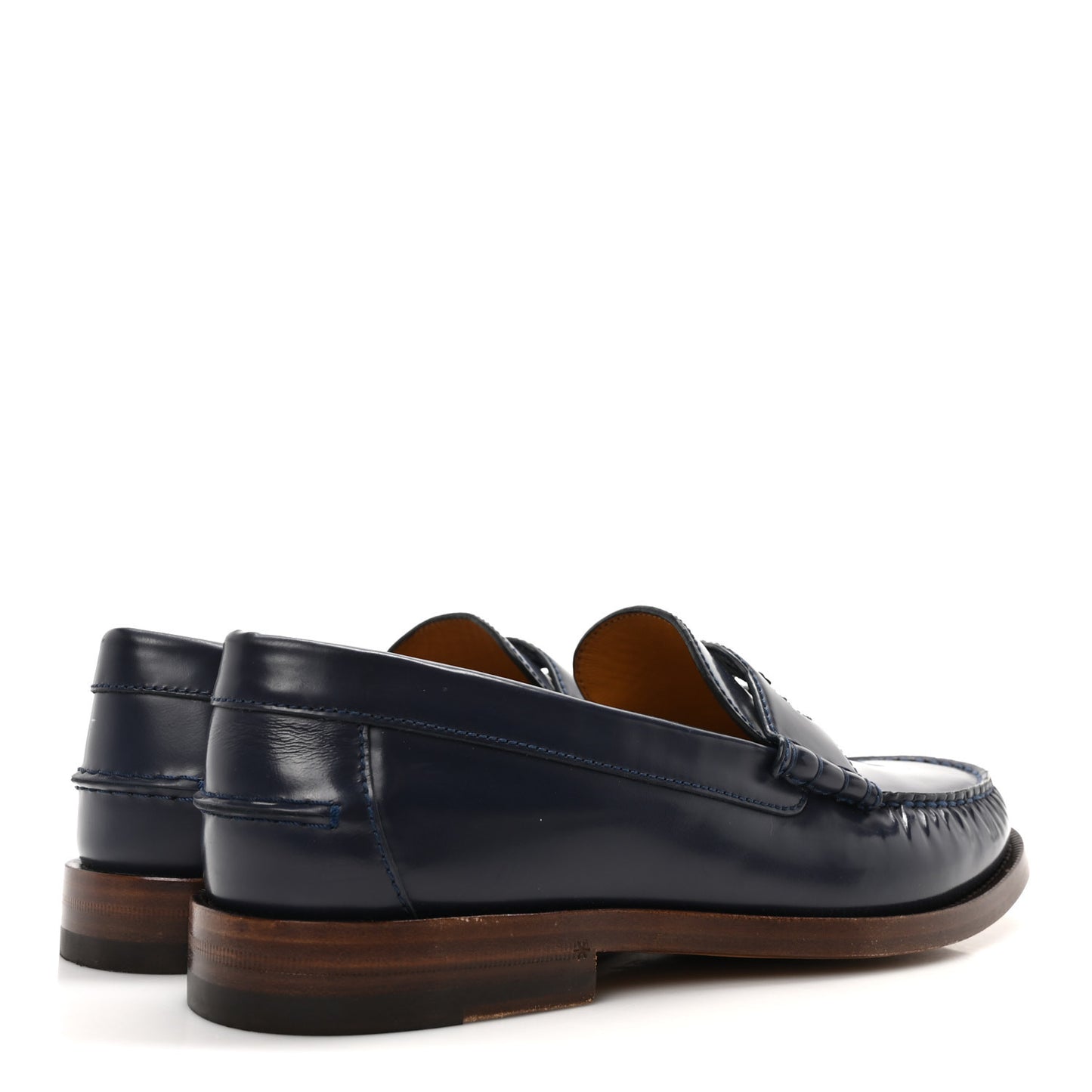 Calfskin Mens Interlocking G Millennial Ribot Loafers 8 Blue Agata