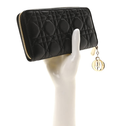 Christian Dior Lambskin Cannage Lady Dior Voyageur Wallet Black 2 of 11