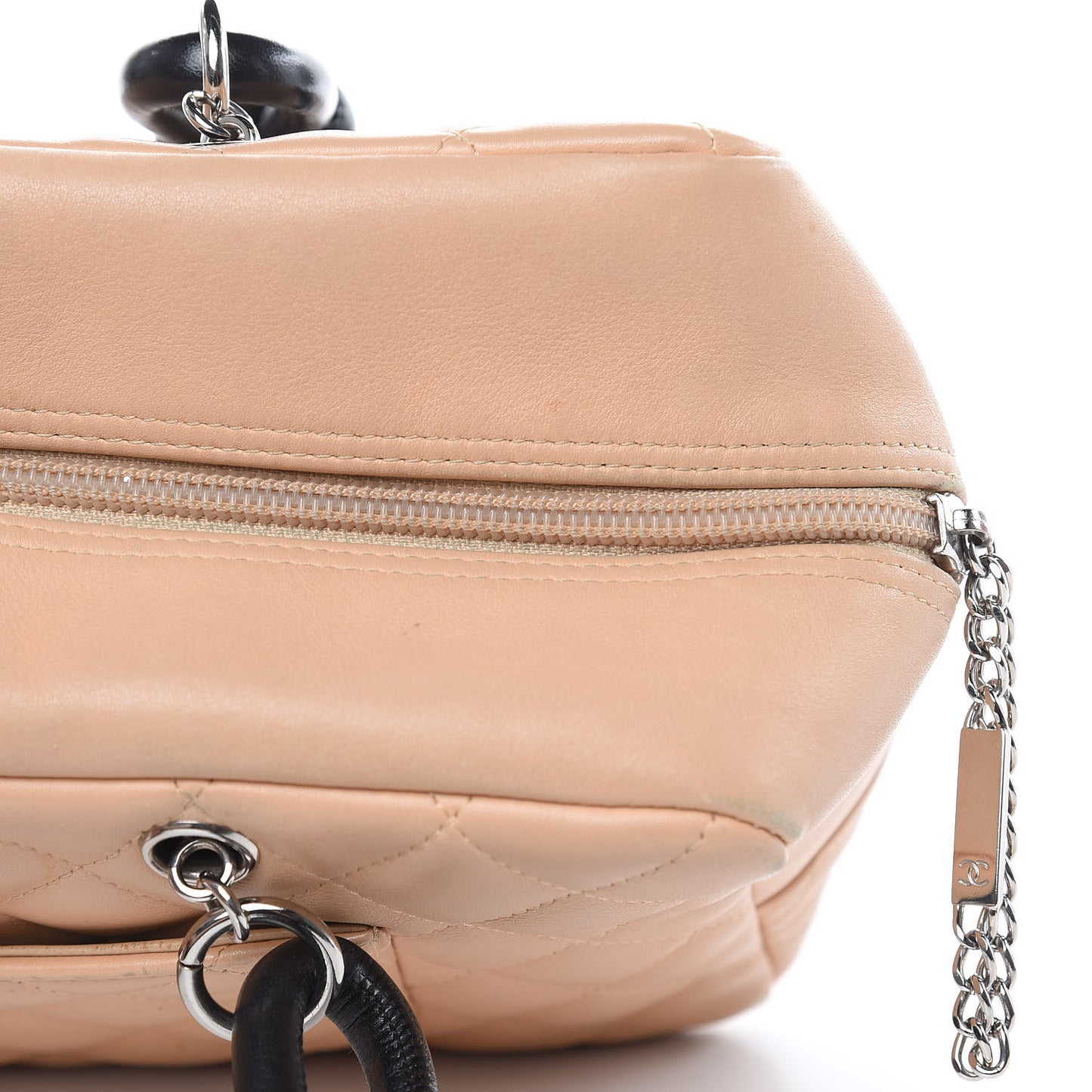 Calfskin Quilted Large Cambon Bowler Beige Black