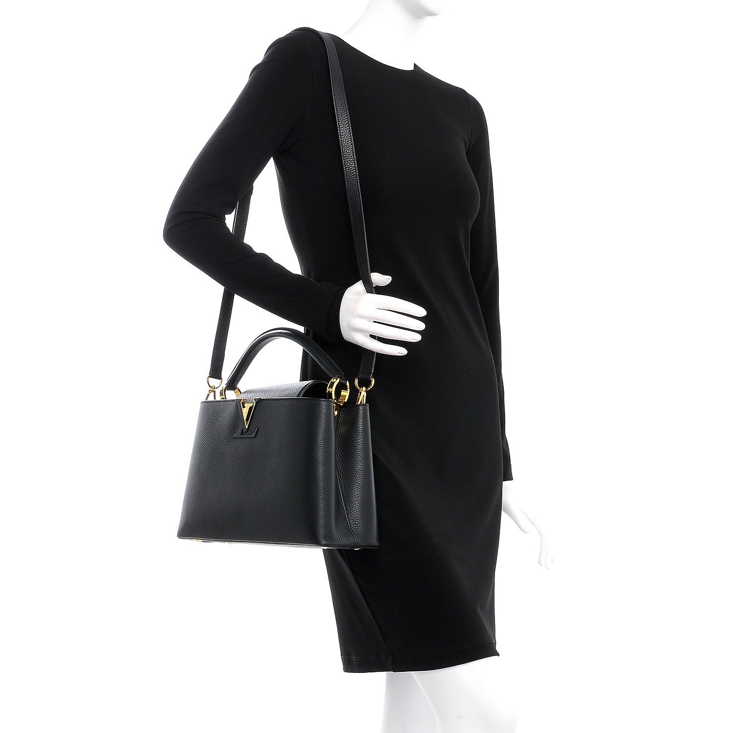 Louis Vuitton Taurillon Capucines PM Black 2 of 8