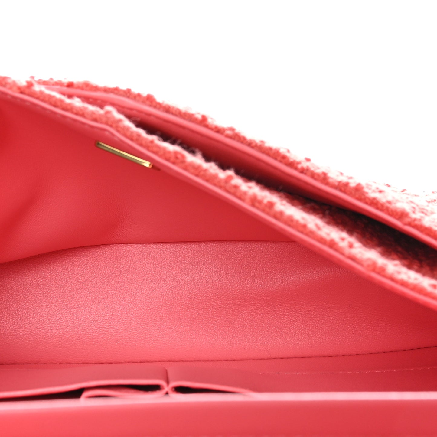 Tweed Quilted Medium Double Flap Dark Pink