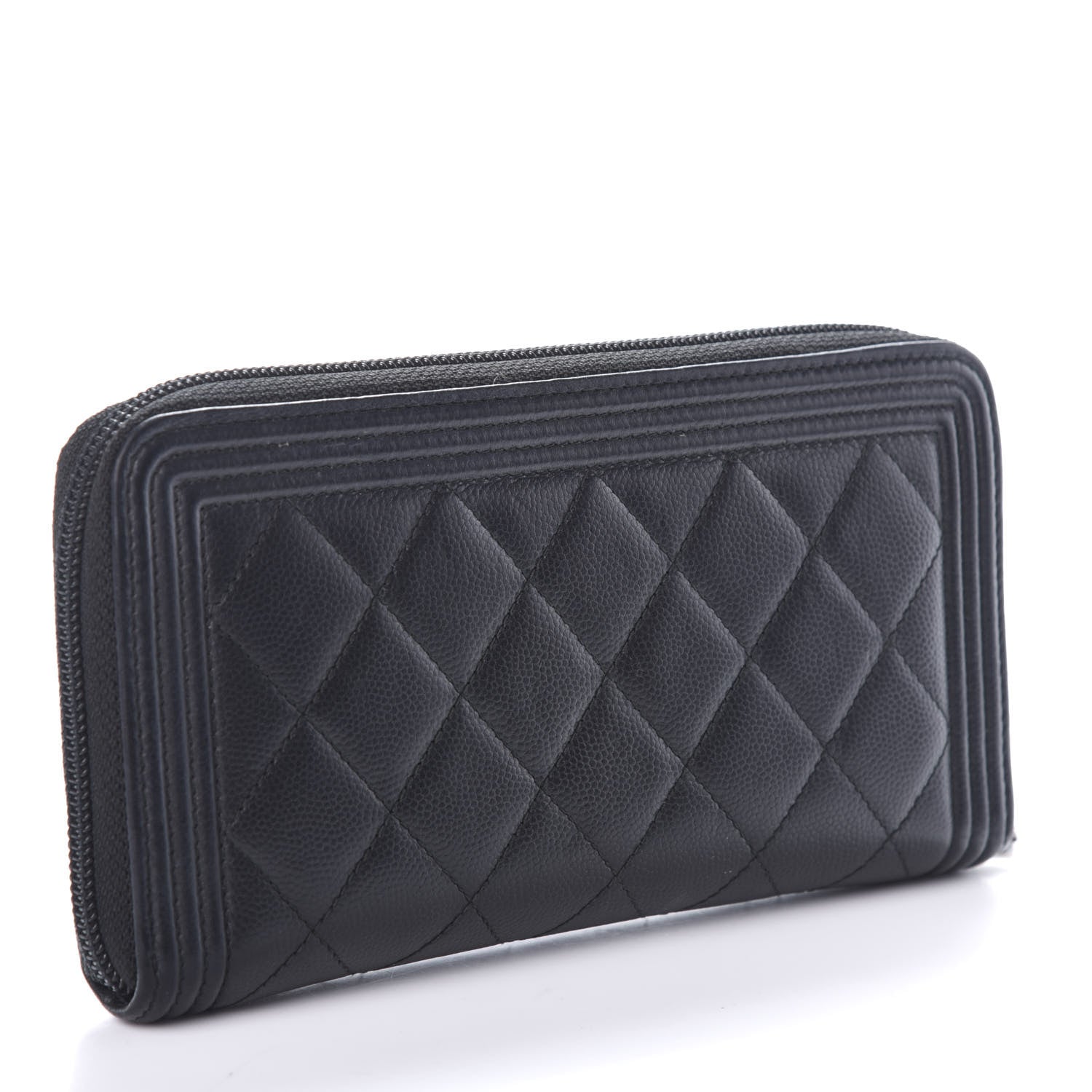 Chanel Caviar Quilted Boy Long Zip Around Wallet Black 3 of 7