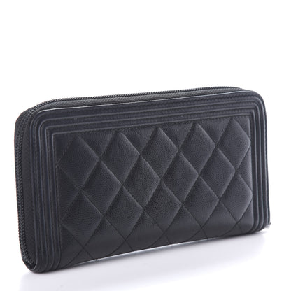 Chanel Caviar Quilted Boy Long Zip Around Wallet Black 3 of 7