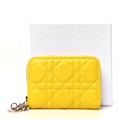 Christian Dior Lambskin Cannage Small Lady Dior Voyageur Coin Purse Yellow 8 of 8