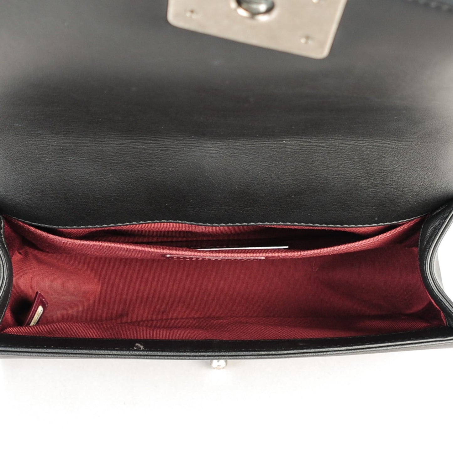 Calfskin Chevron Medium Boy Flap Black