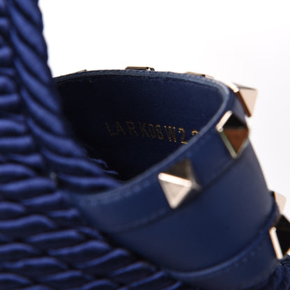 Valentino Garavani Calfskin Rockstud Torchon Espadrille Wedge Sandals 37 Pure Blue 10 of 10