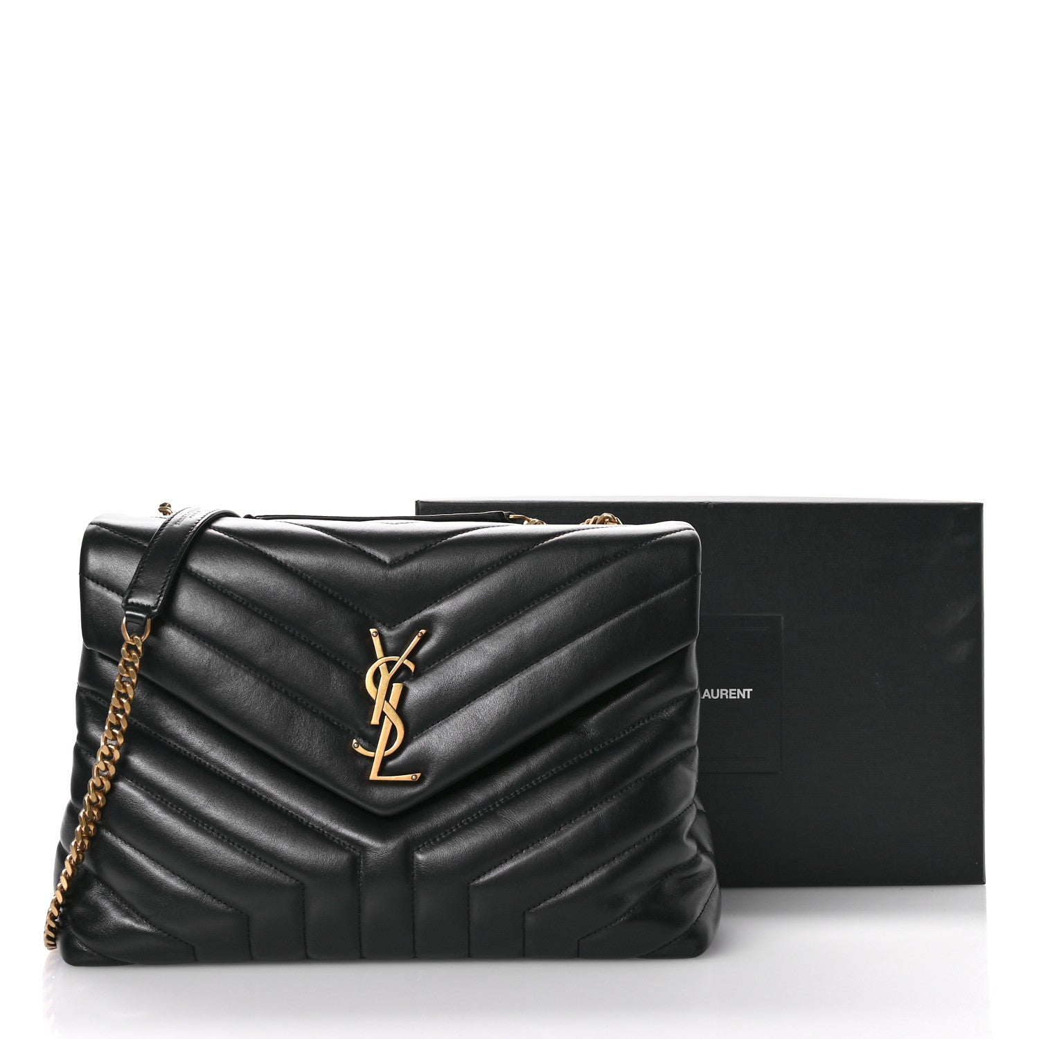 Saint Laurent Calfskin Y Quilted Monogram Medium Loulou Chain Satchel Black 11 of 11