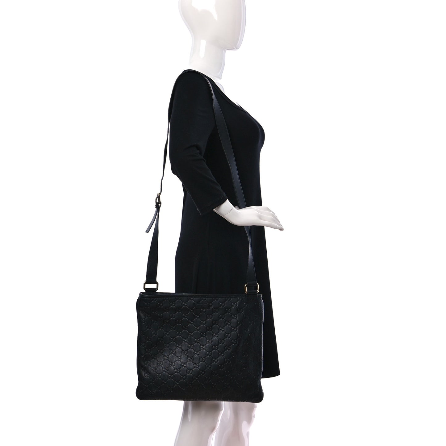 Guccissima Medium Flat Messenger Bag Black