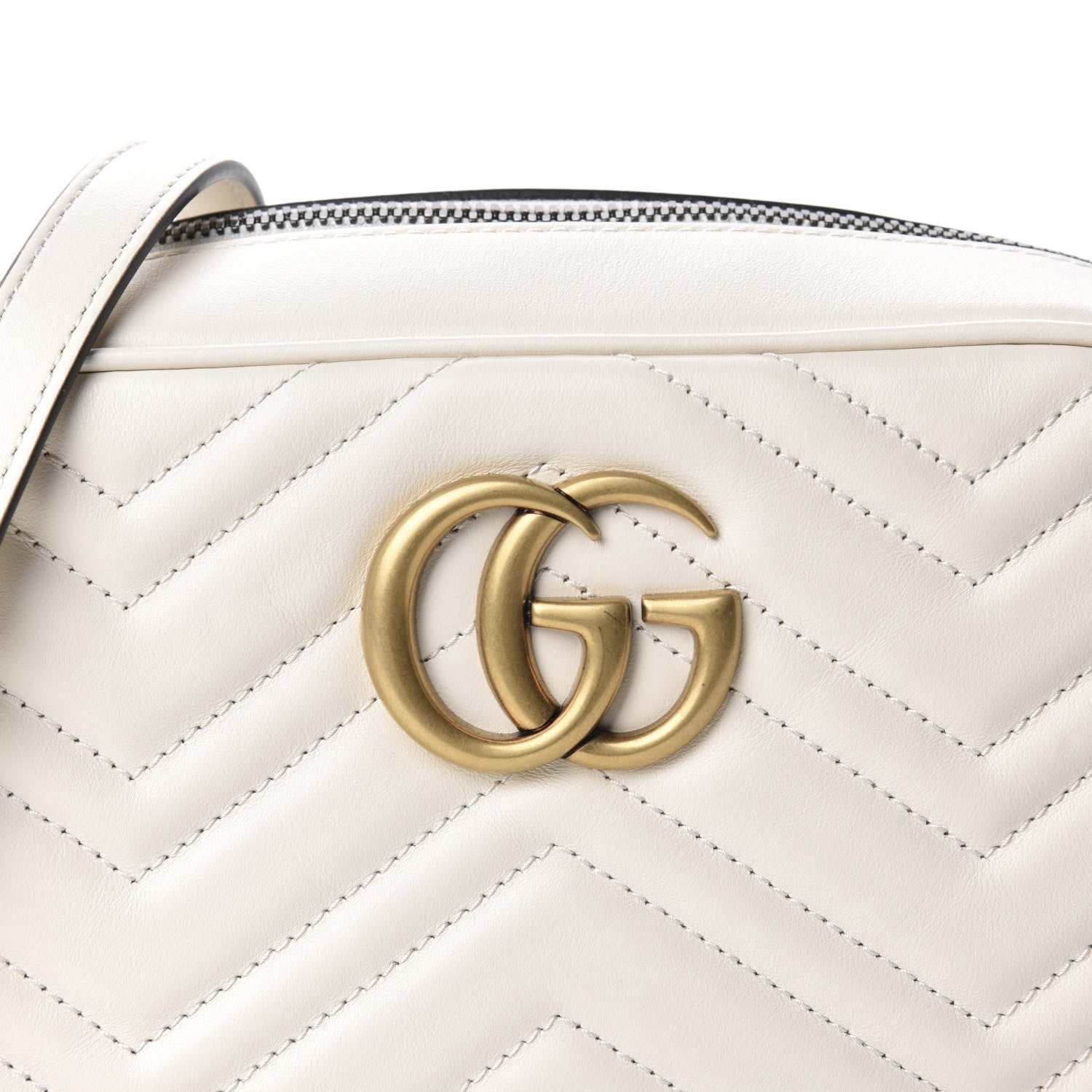 Gucci Calfskin Matelasse Small GG Marmont Chain Shoulder Bag White 10 of 10