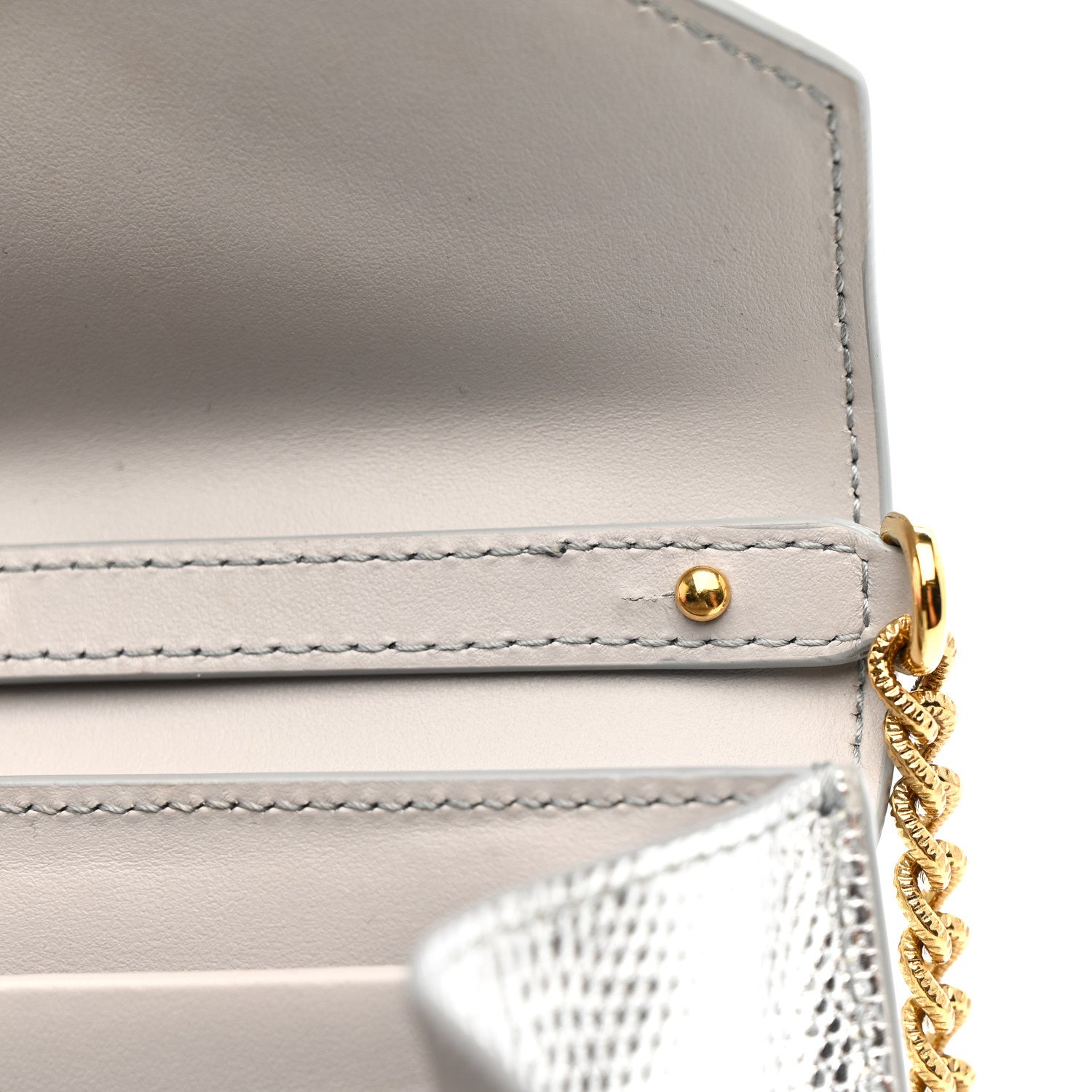 Dolce & Gabbana Glitter Metallic Lizard Small Devotion Top Handle Bag Silver 12 of 12