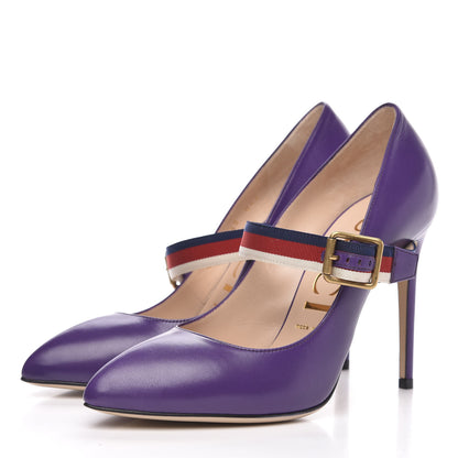 Gucci Malaga Kid Sylvie High Heel Pumps 39 Shine Purple 3 of 9