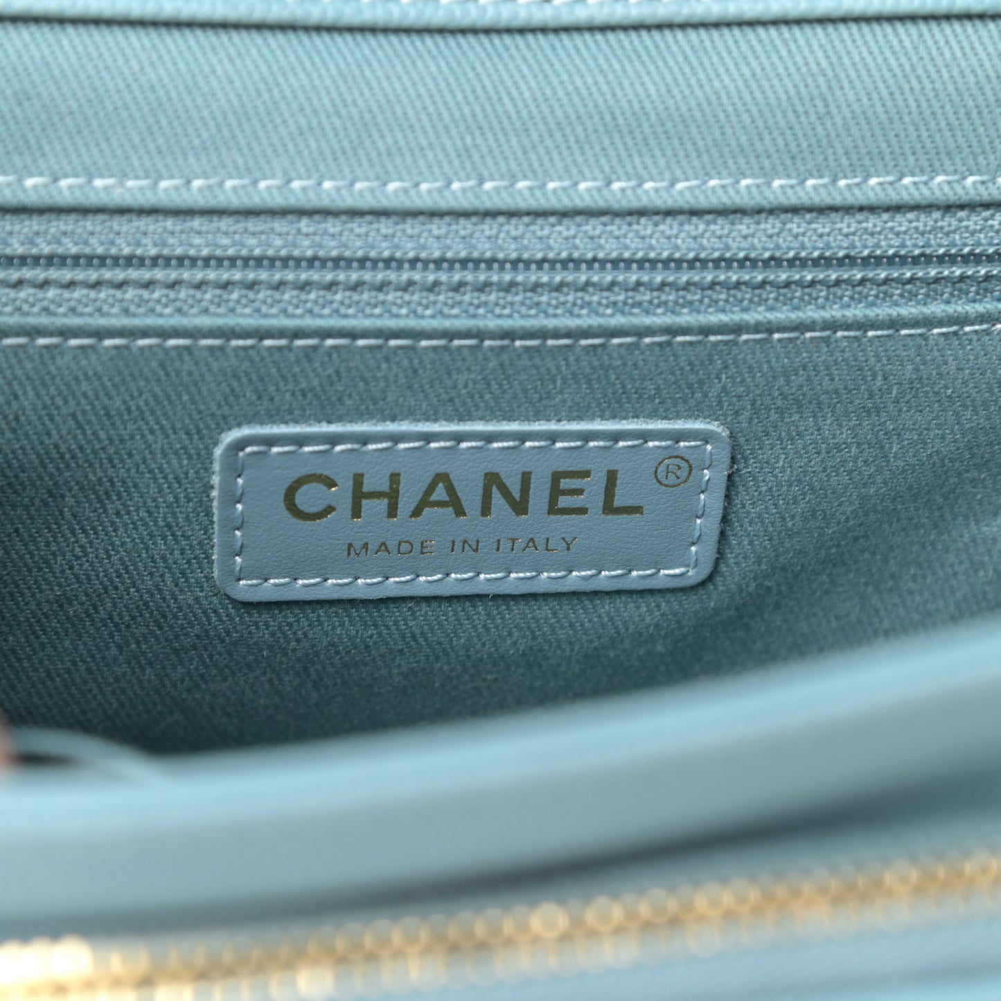 Caviar Quilted Small Business Affinity Flap Light Blue