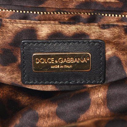 Dolce & Gabbana Satin Sequin Crystal Embellished Chain Clutch Green Multicolor 6 of 9
