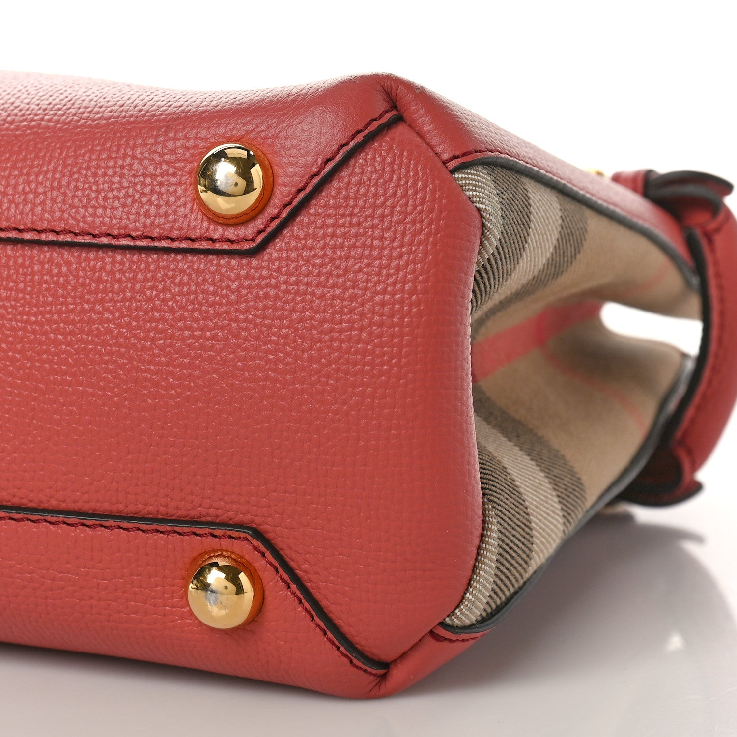 Burberry Derby Calfskin House Check Small Banner Tote Cinnamon Red 8 of 8