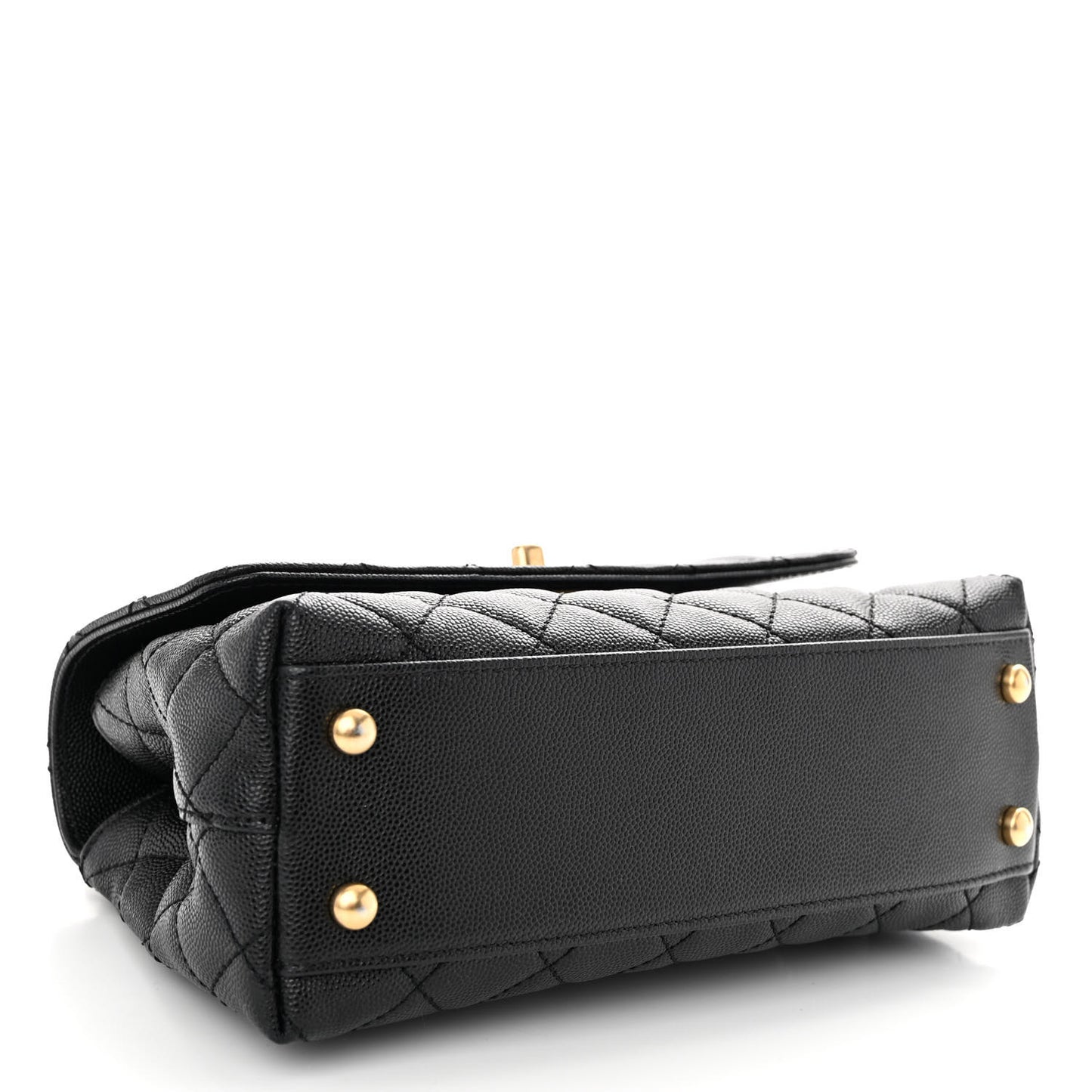 Caviar Quilted Mini Coco Chain Handle Flap Black