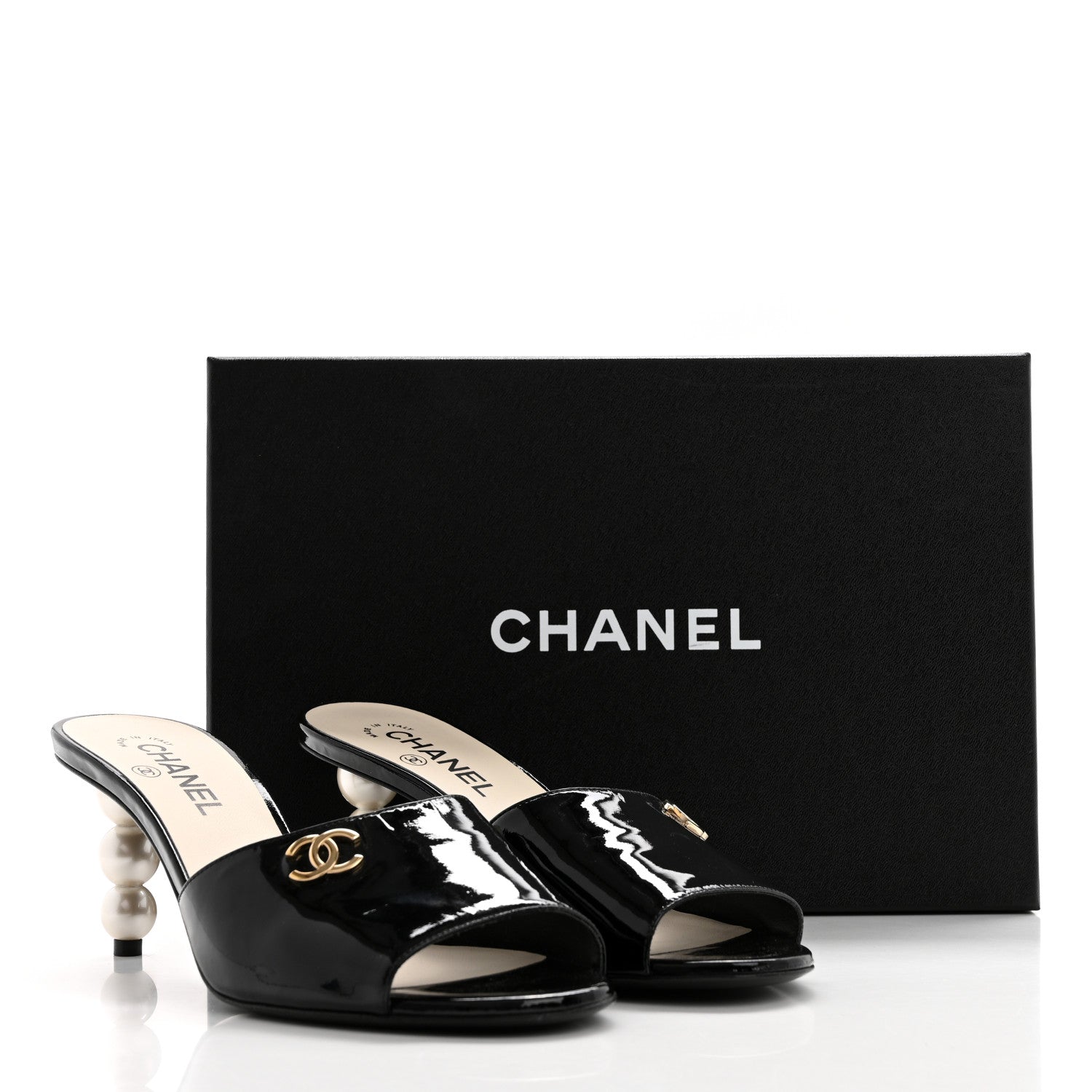 Chanel Patent Lambskin Pearl Mules 40.5 Black 13 of 13