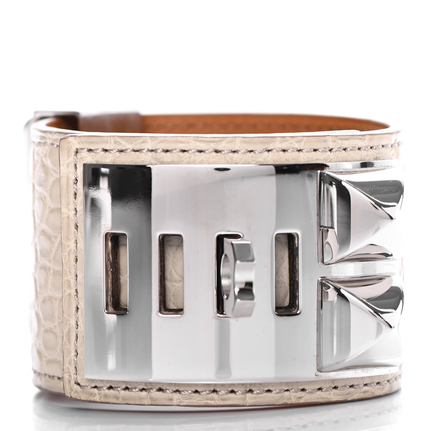 Hermes Matte Alligator Collier de Chien CDC Bracelet S Beton 3 of 6