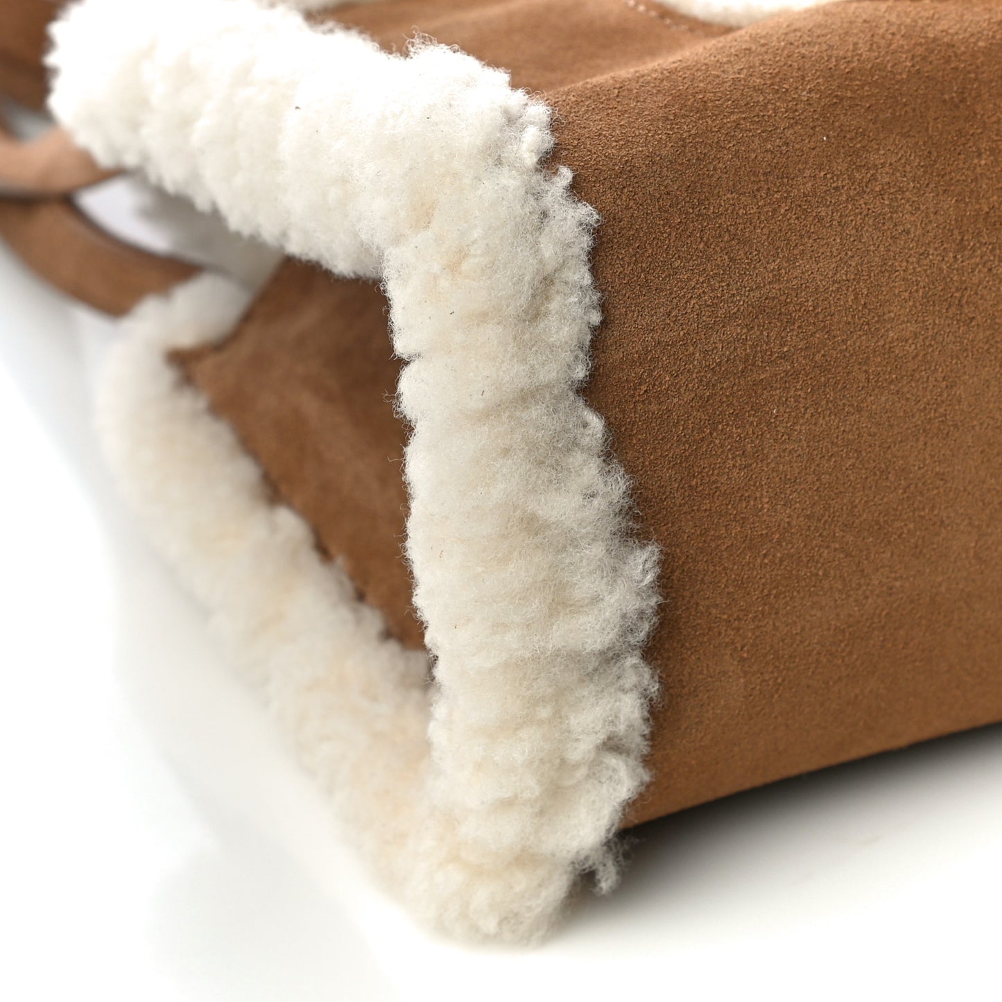 X UGG Suede Shearling Small Shopping Bag Chestnut