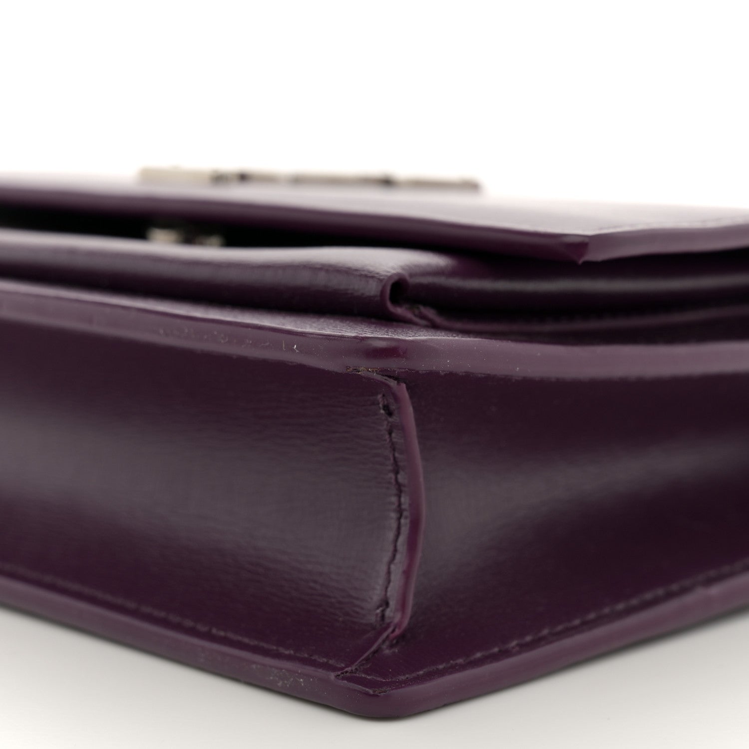 Saint Laurent Calfskin Monogram Sunset Chain Wallet Prunia 9 of 10