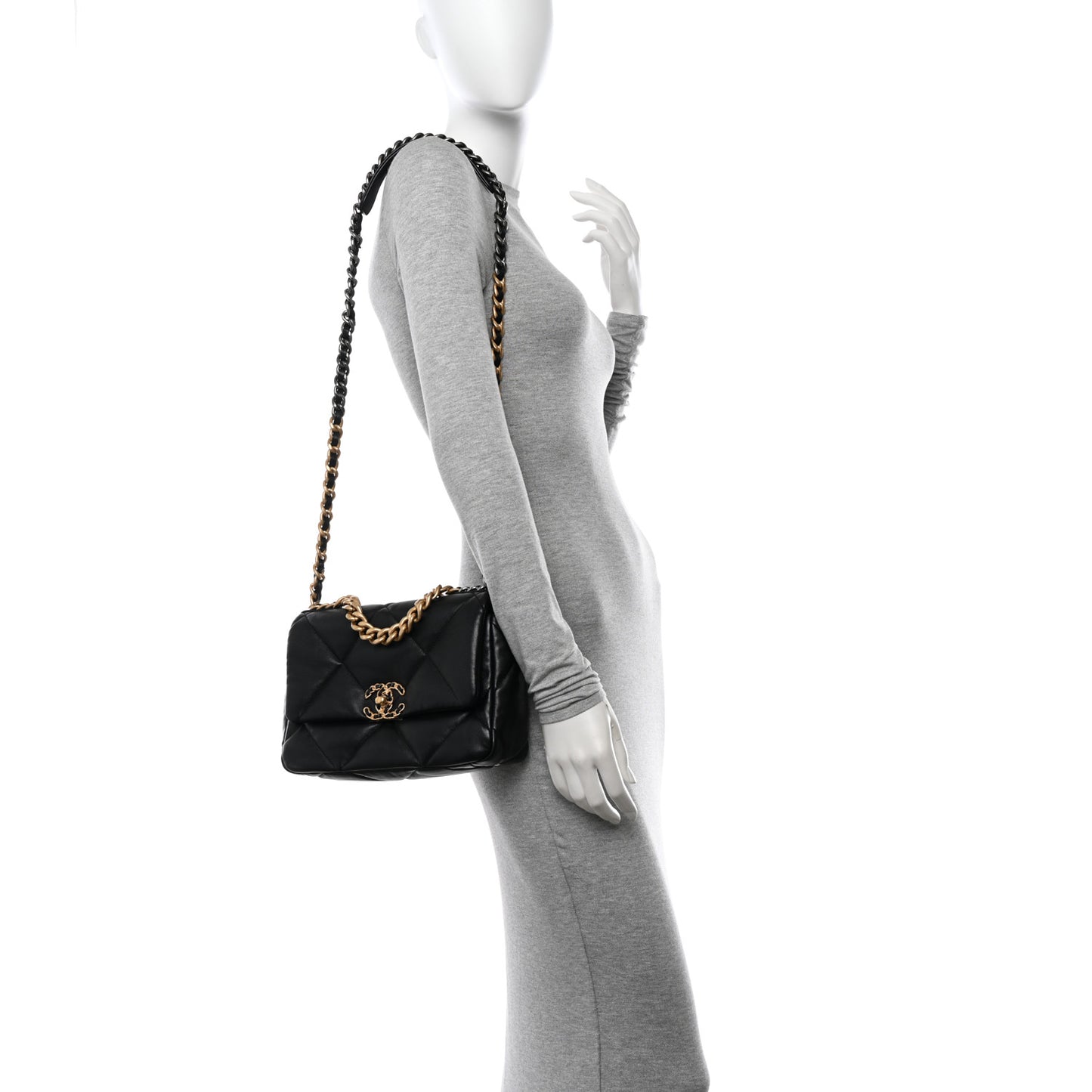 Lambskin Quilted Medium Chanel 19 Flap Black