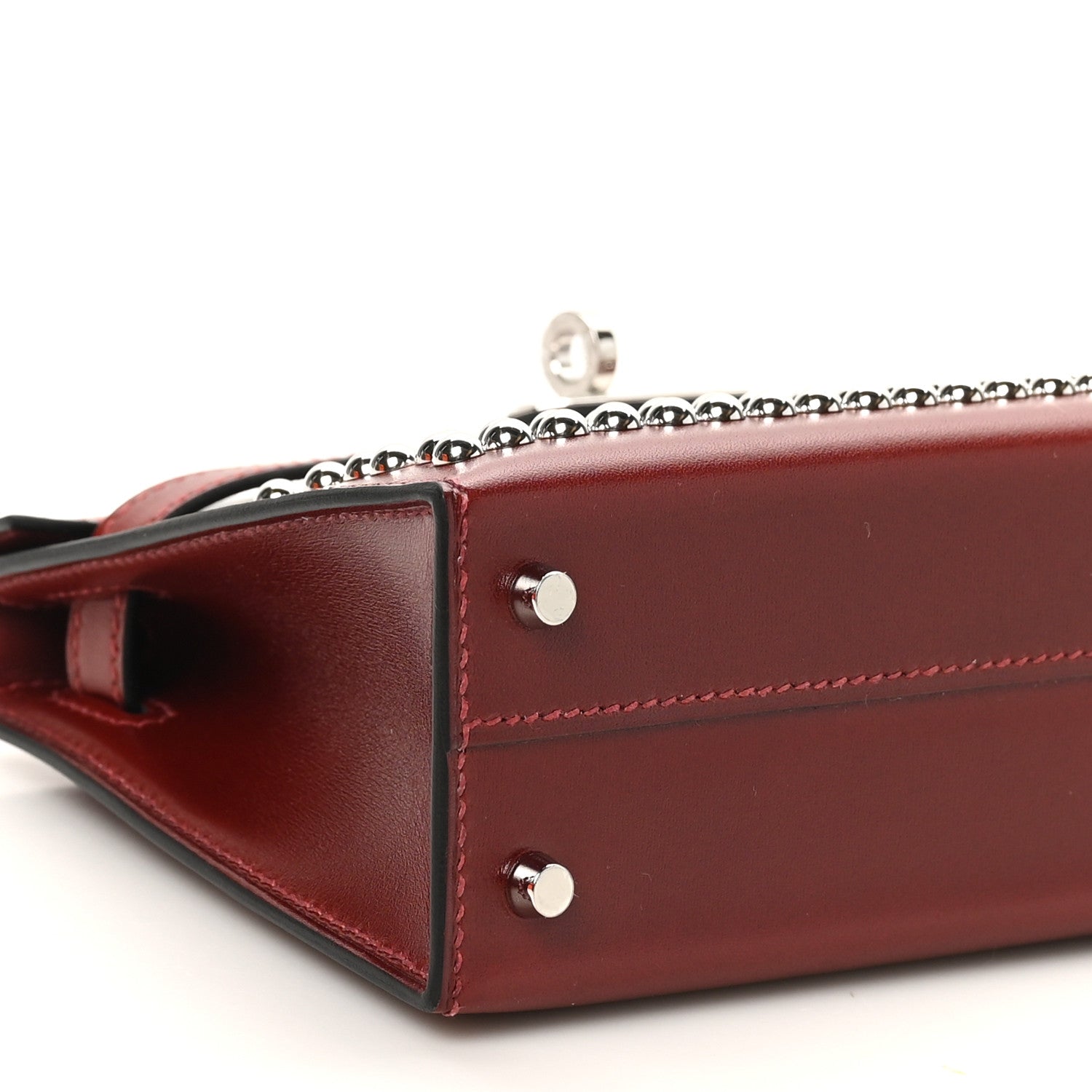 Hermes Box Studded Clouté Mini Kelly Sellier 20 Rouge H 7 of 9