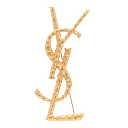 Saint Laurent Brass Cassandre Opyum YSL Twisted Brooch Gold 1 of 5