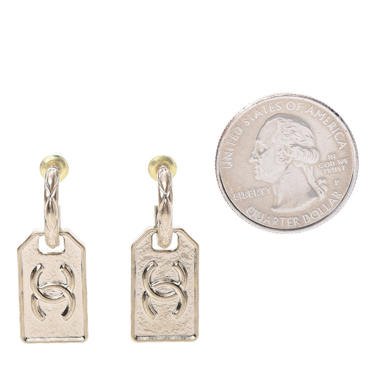 CC Tag Drop Earrings Gold