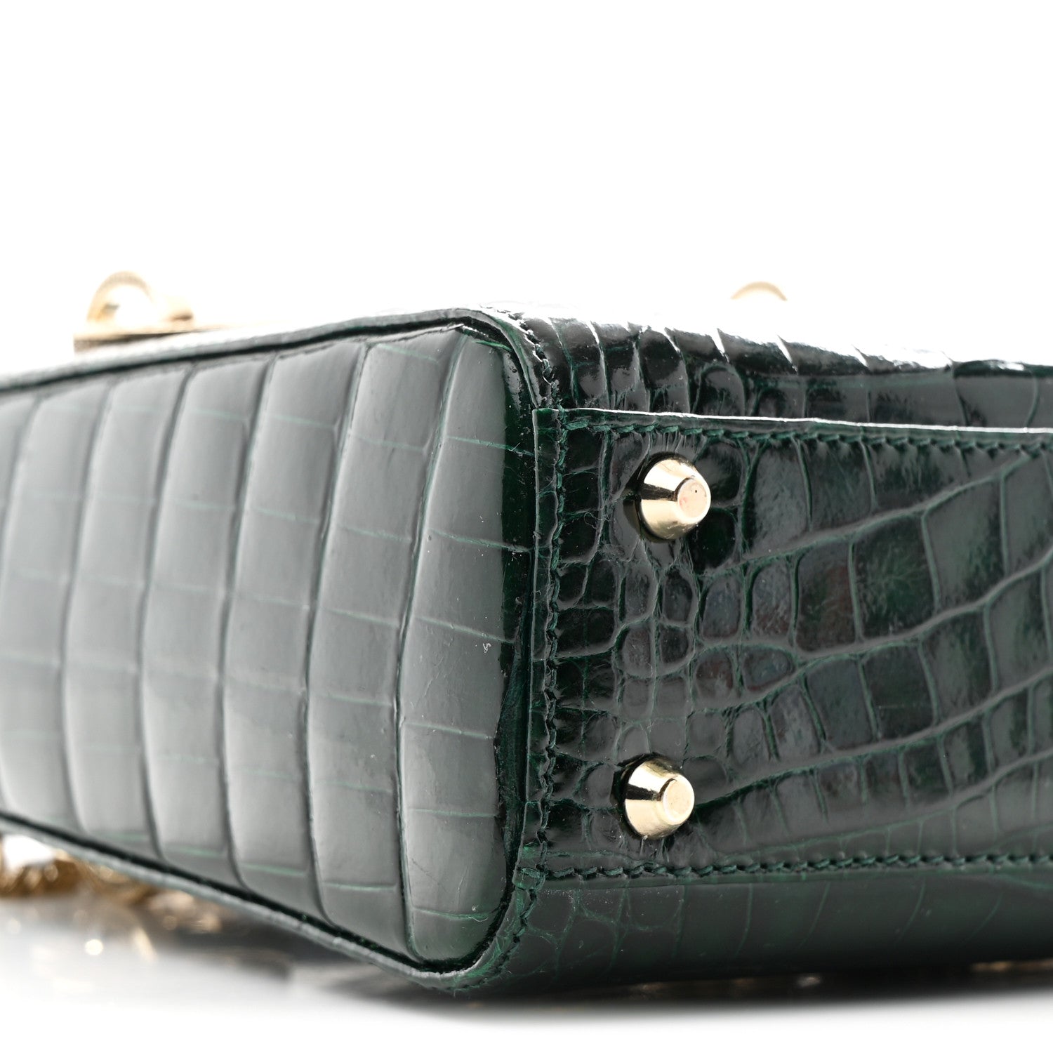 Christian Dior Alligator Crystal Mini Lady Dior Dark Green 8 of 9
