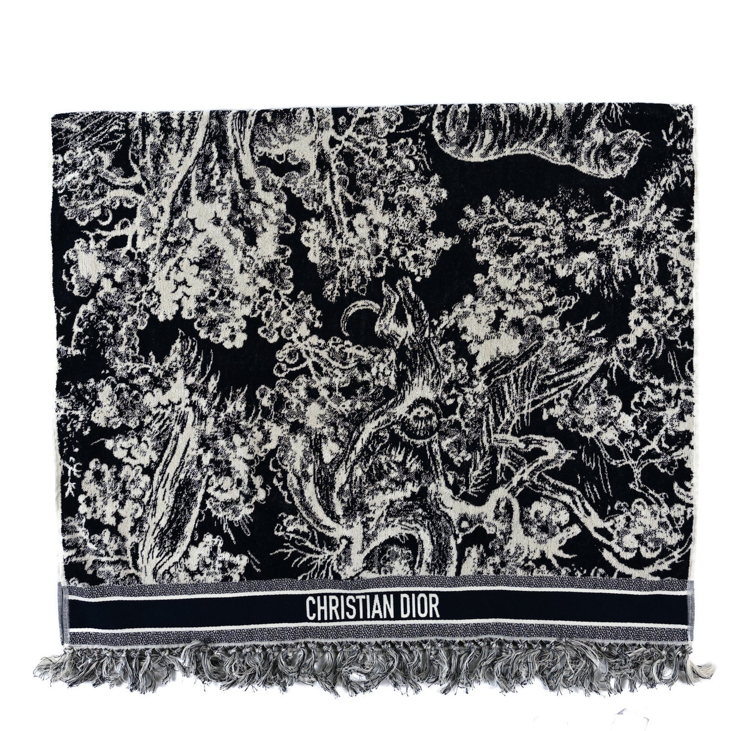 Cotton Toile De Jouy Reverse Towel Bleu Marine