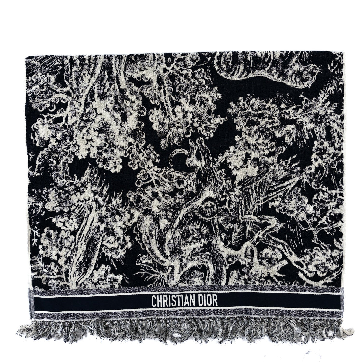 Christian Dior Cotton Toile De Jouy Reverse Towel Bleu Marine 1 of 3