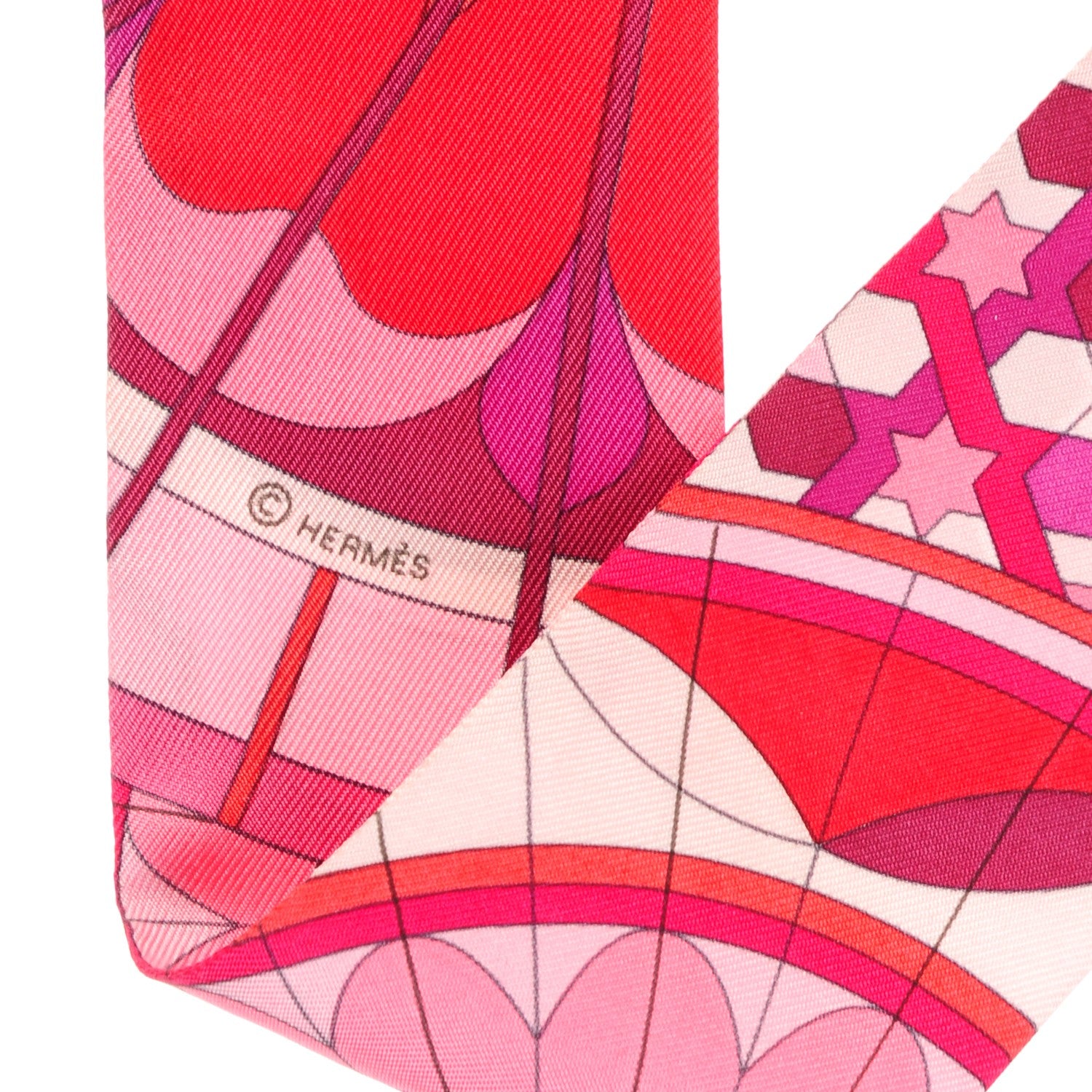 Hermes Silk Rose de Compas Twilly Fuchsia Prune Rouge 3 of 5