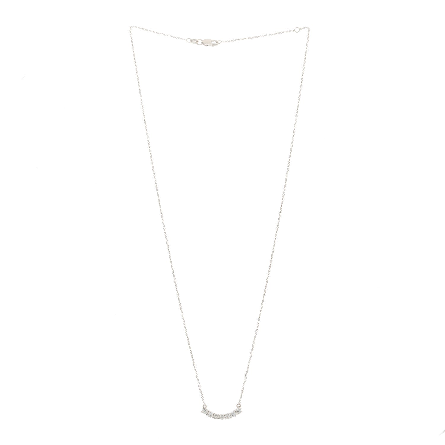 Roberto Coin 18K White Gold Diamond Curved Bar Pendant Necklace 2 of 6